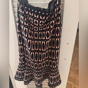 Herve Leger Chic Black and Pink Patterned Skirt